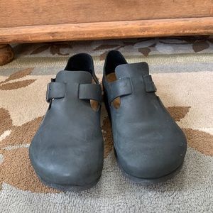 Birkenstock London,oiled black leather, US 10 WIDE